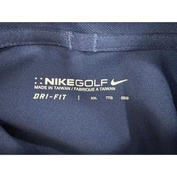 Nike Golf Polo Mens XXL Local Golf Club Embroidered Patch Geometric Dri Fit Blue - Picture 3 of 14
